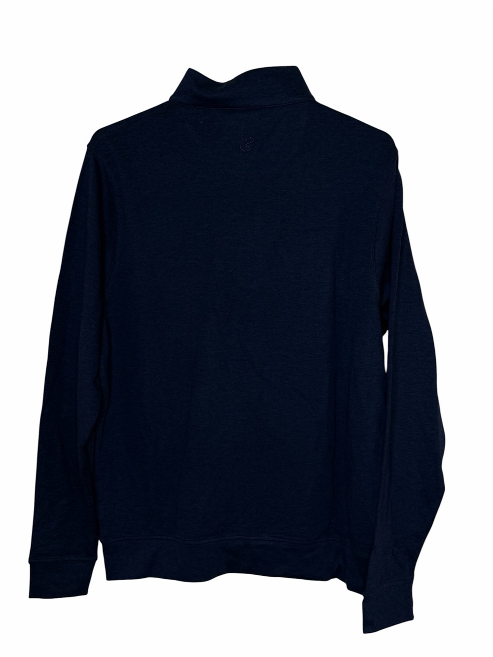NWT Collars & Co. Navy Blue Gray Trim Heather Cloud Cotton Quarter Zip Medium - Picture 3 of 5